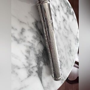 Silver plated pewter marriage certificate scroll keeper.